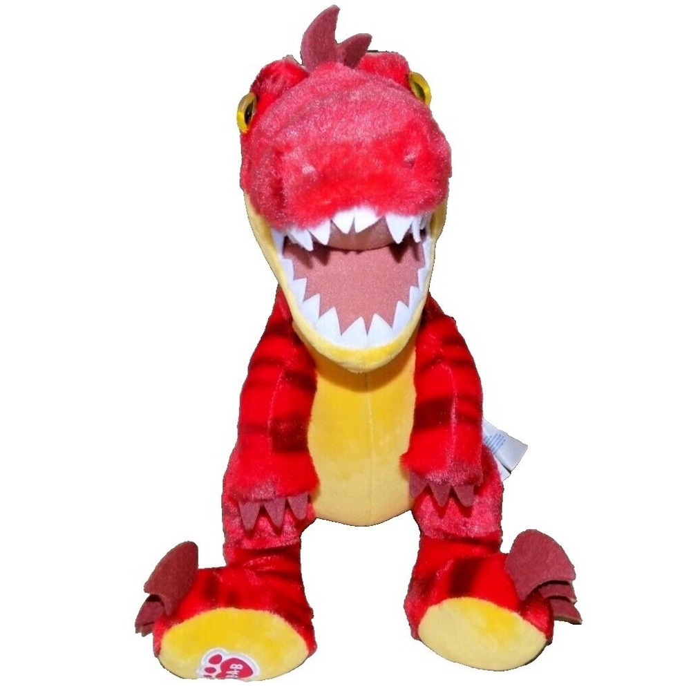 BUILD A BEAR Red & Yellow T-Rex Raptor Plush Stuffed  Dinosaur 2021 Sound